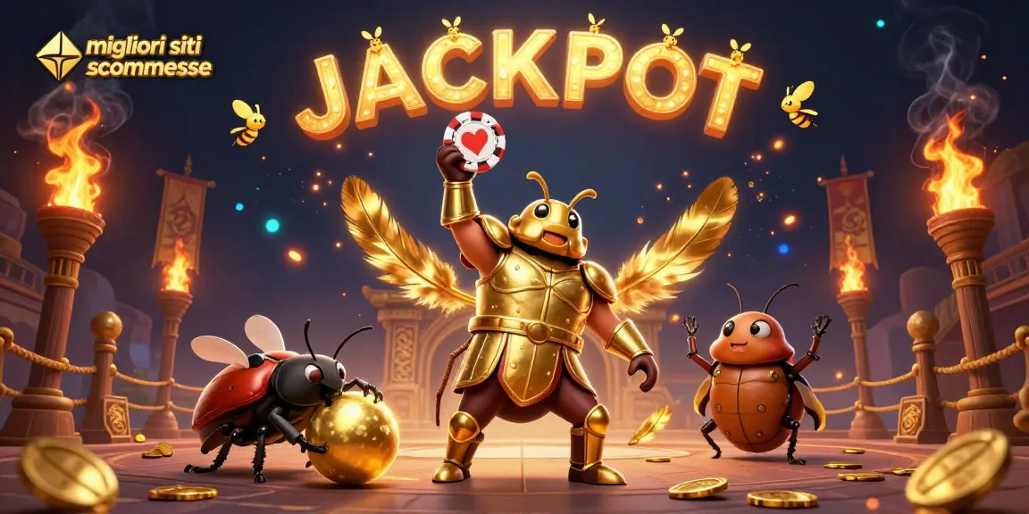 I migliori siti scommesse presentano un coleottero che solleva una fiches in trionfo.