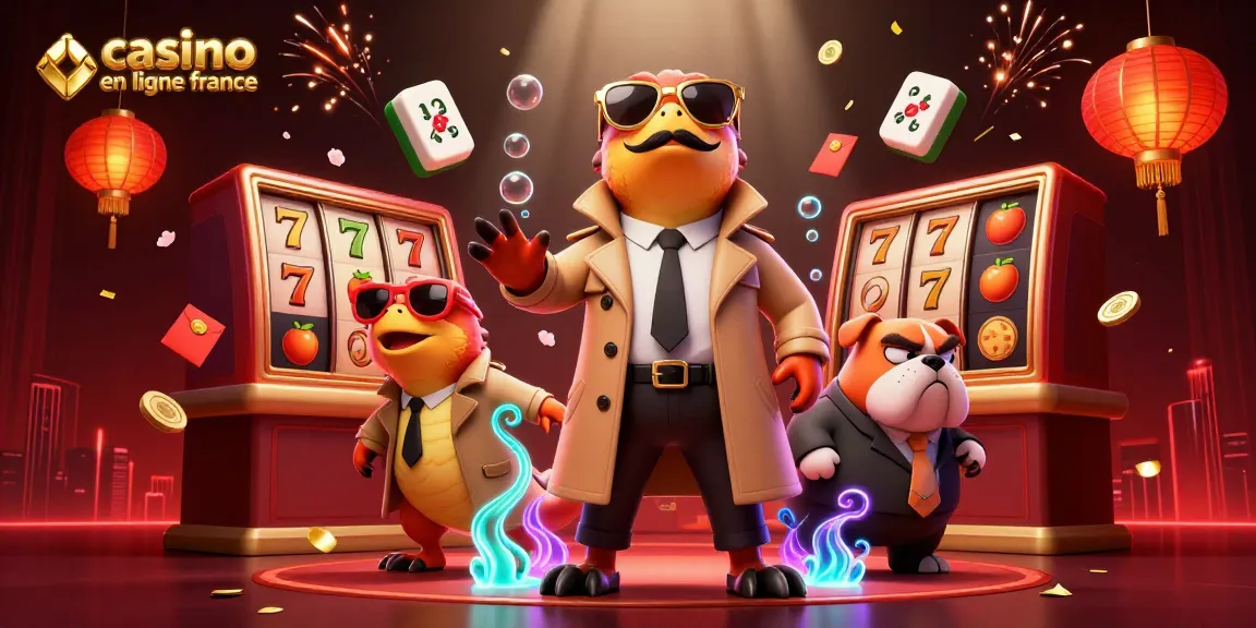 Casino en ligne France: raptors déguisés entrant dans un casino VIP avec des éléments de jeu.