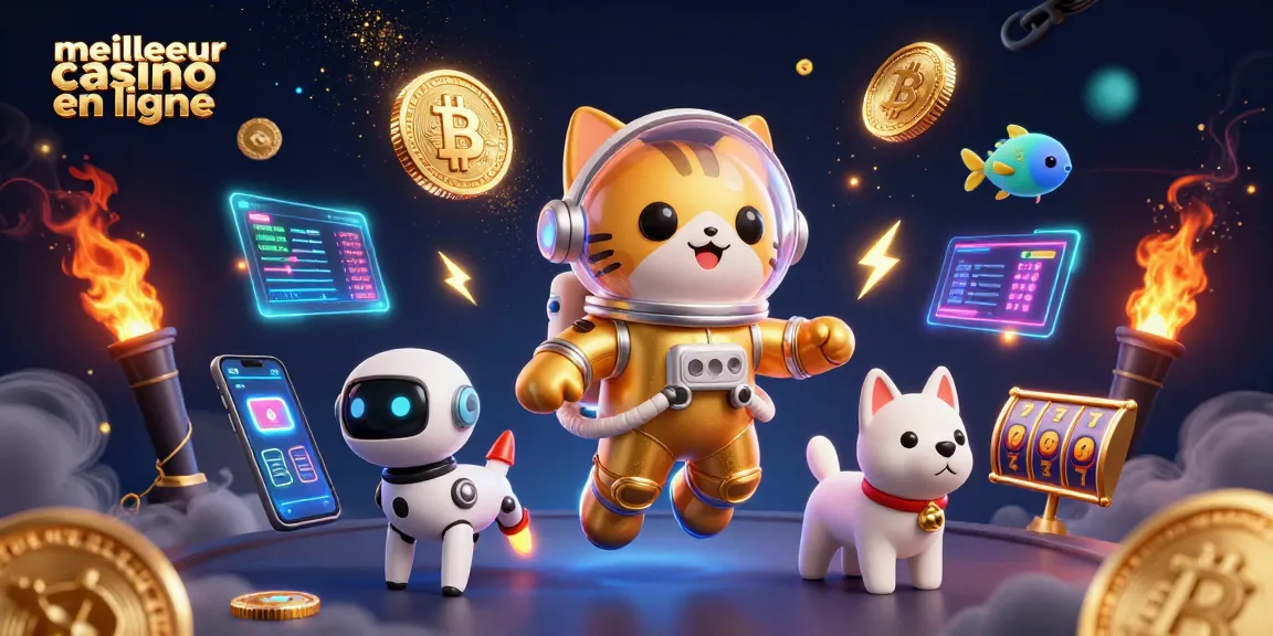 Gagnez gros au meilleur casino en ligne avec des animations captivantes de chat astronaute et crypto-monnaies.