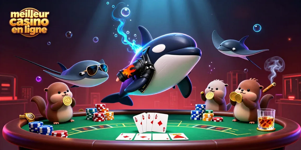 Vivez l'expérience du meilleur casino en ligne avec des personnages colorés, des jetons et des cartes de poker.
