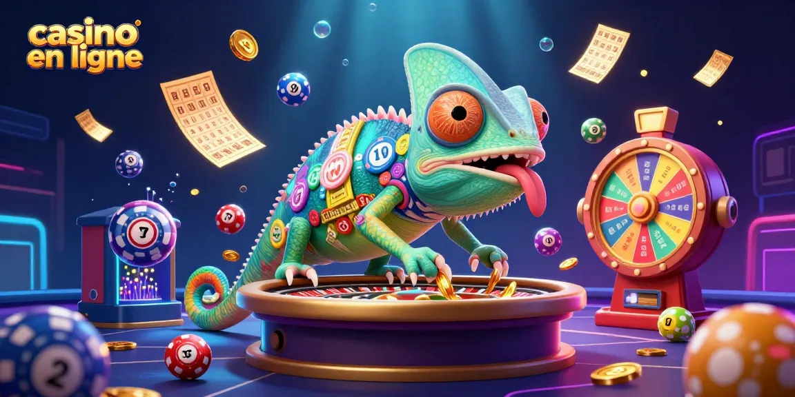 Plongez dans l'univers passionnant du casino en ligne avec un propriétaire caméléon, captivant et coloré, entouré de jeux et de loteries.
