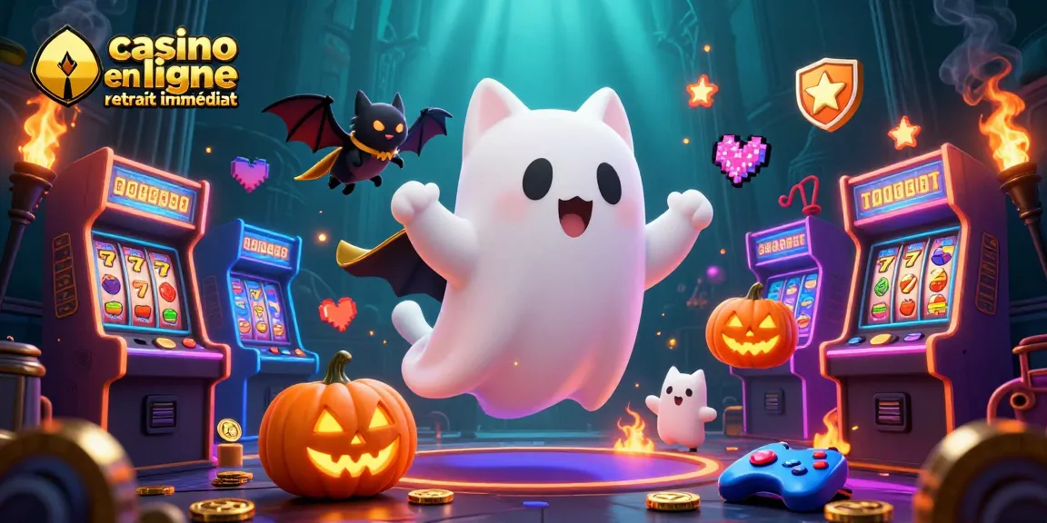 Profitez du jeu avec le casino en ligne retrait immédiat, dans une scène animée remplie de fantômes et de jackpots.