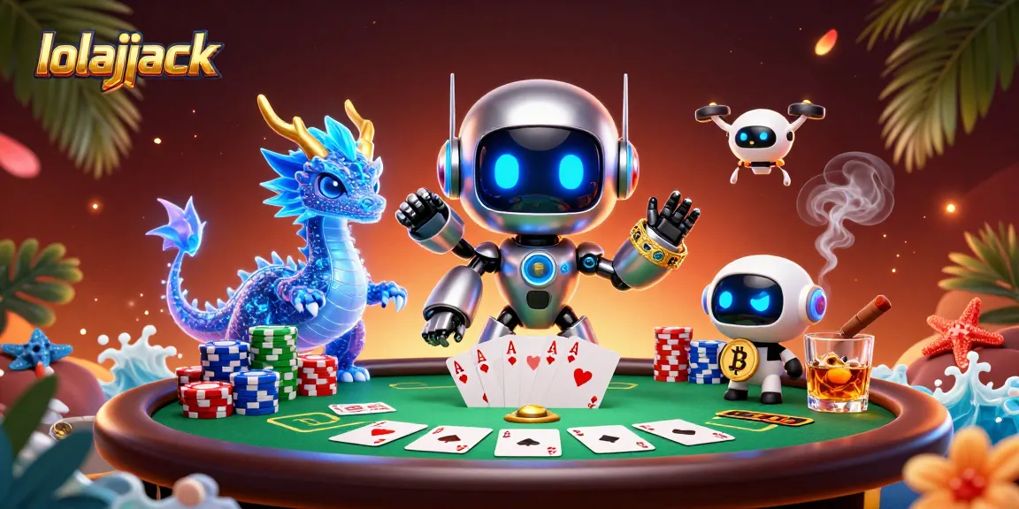 Experience thrilling wins at lolajack casino with a vibrant 3D illustration showcasing poker excitement.