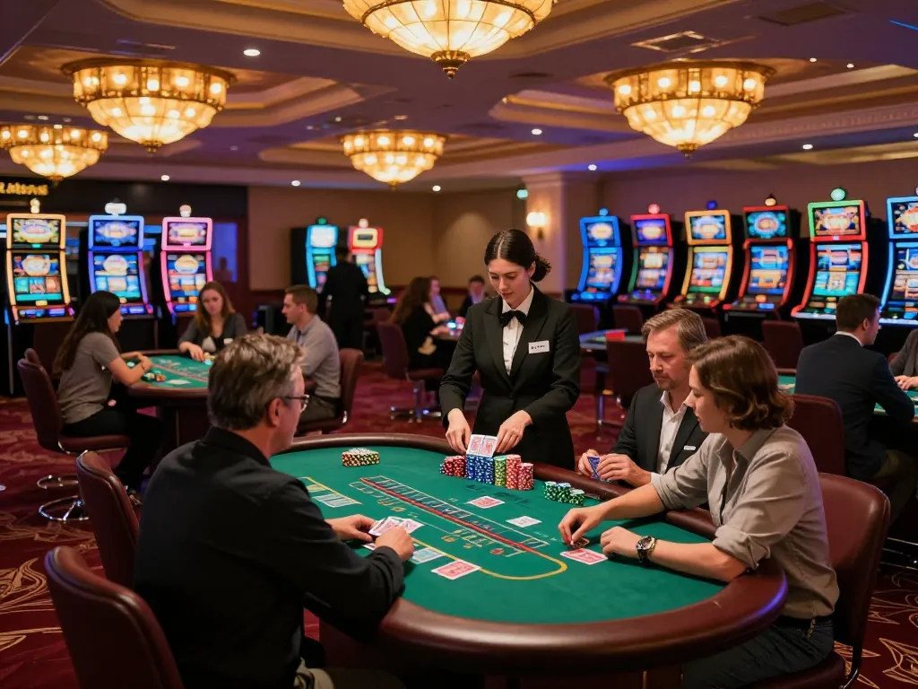 Players at debet blackjack tables enjoying strategy-driven gameplay under elegant casino lights.