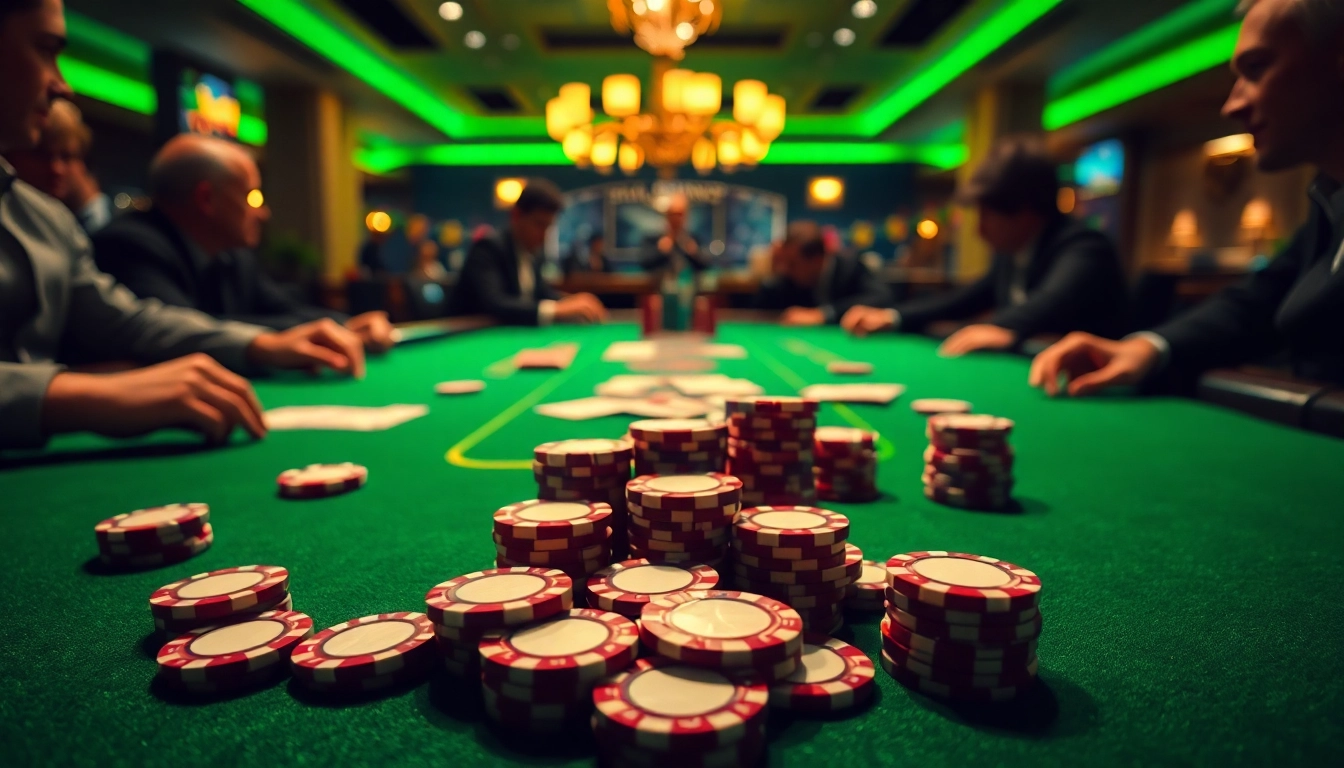 Engaging view of a Non gamstop casino table with vibrant chips and cards.
