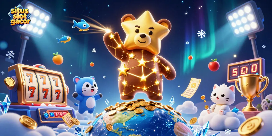 Enjoy situs slot gacor with vivid slot reels and dynamic characters capturing coins in a rich gaming atmosphere.