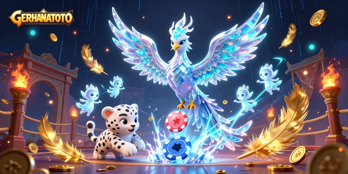 GERHANATOTO menghadirkan suasana kasino dengan phoenix es, chip poker, dan elemen permainan menarik.