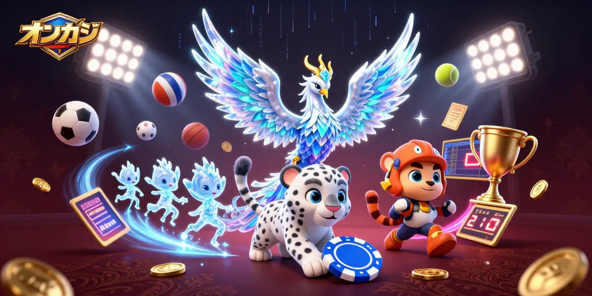 オンカジで楽しむ3Dイラスト、氷のフェニックスと雪豹の子犬が舞う風景