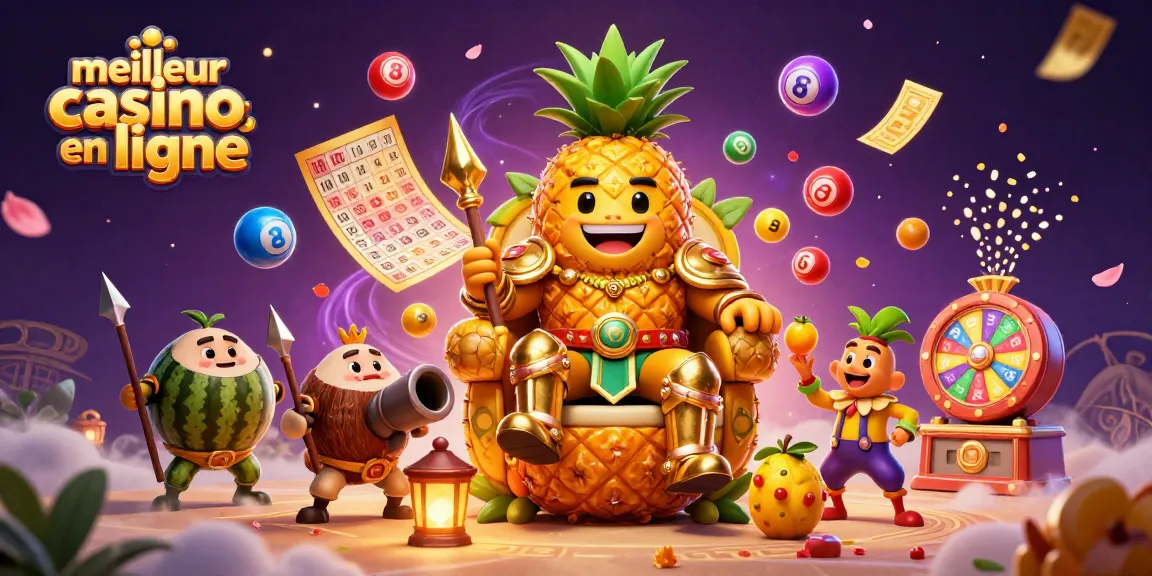Attrapez des gains au meilleur casino en ligne avec une scène animée de jeux de loterie fantastiques.