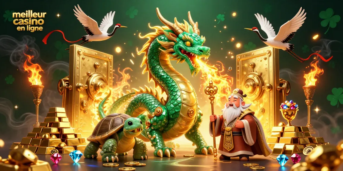 Explorez le meilleur casino en ligne avec un dragon jade et des trésors scintillants.