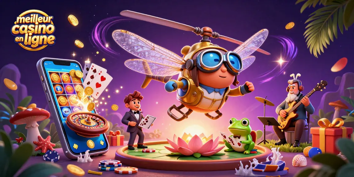 Jouez au meilleur casino en ligne avec notre illustration vibrante de jeux de casino et d'animation