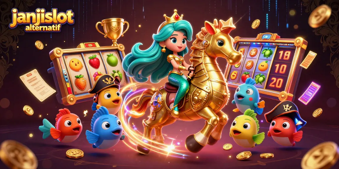 Experience janjislot alternatif with a vivid illustration of a mermaid princess and dynamic slot elements.