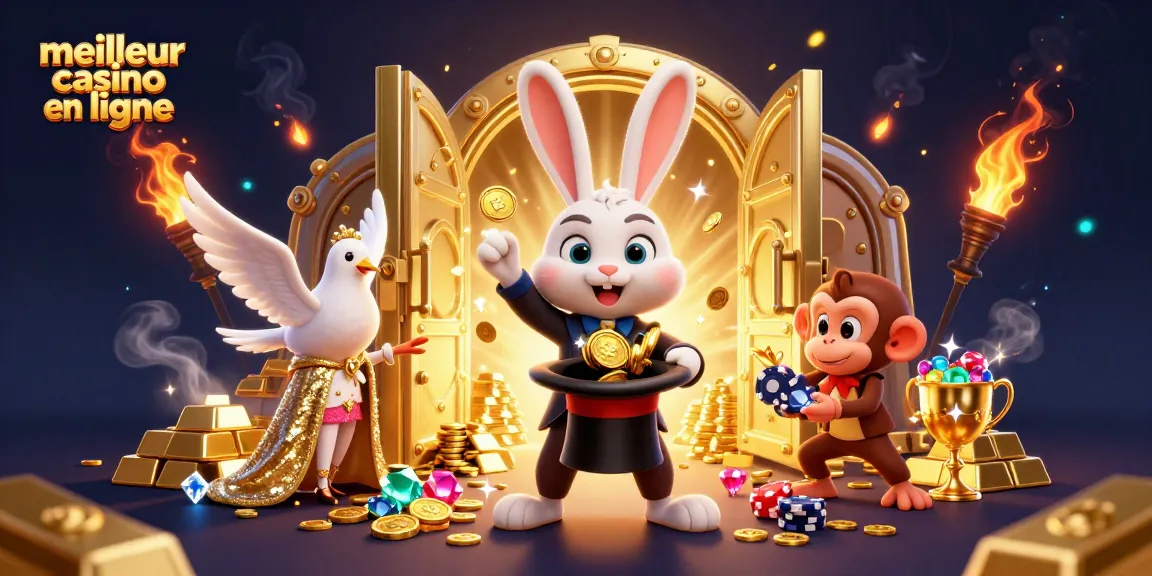 Jouez et gagnez aux jeux du meilleur casino en ligne avec une scène magique de personnages animés.