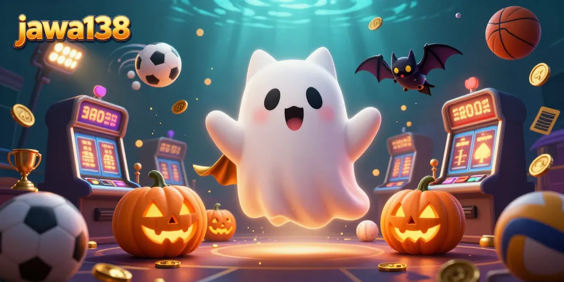 Engage with jawa138 in a thrilling casino scene featuring a ghost cat and vampire bat amidst glowing jackpots.