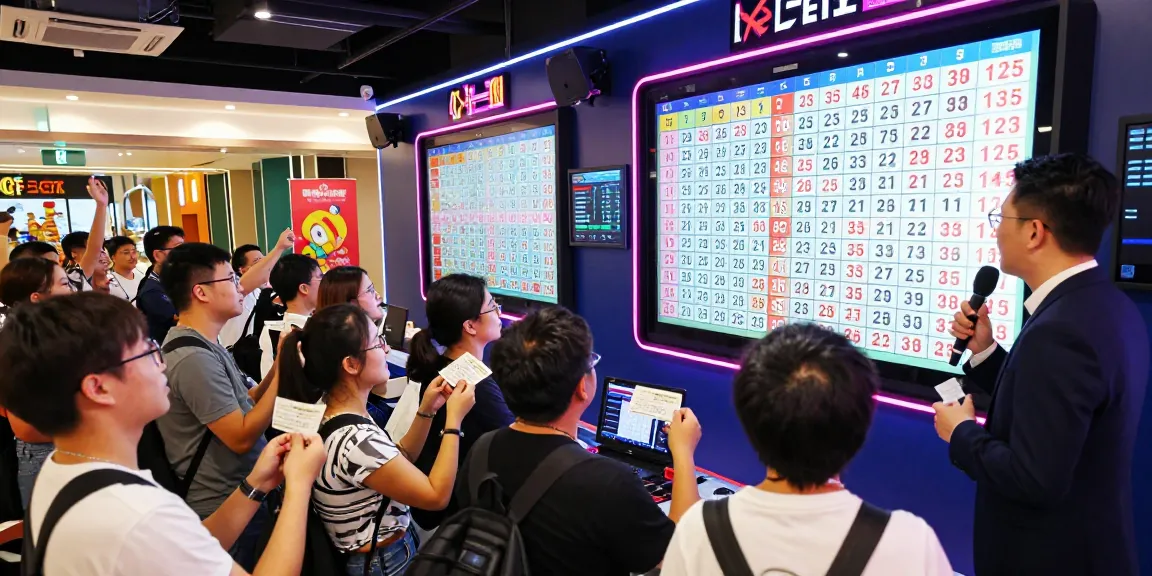 Exciting toto macau live draw scene with diverse players eagerly watching results in a vibrant setting.